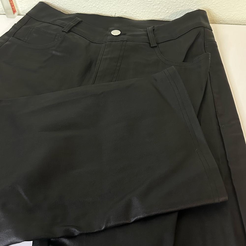 Chic Black Faux Leather Trousers